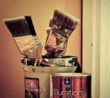 Bucket of brushes for home painting