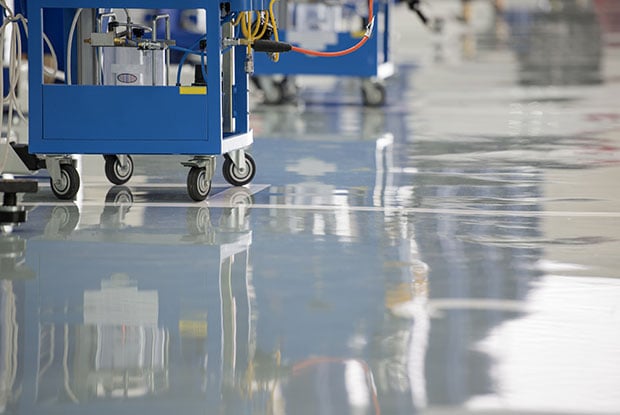 Epoxy floor coating at business